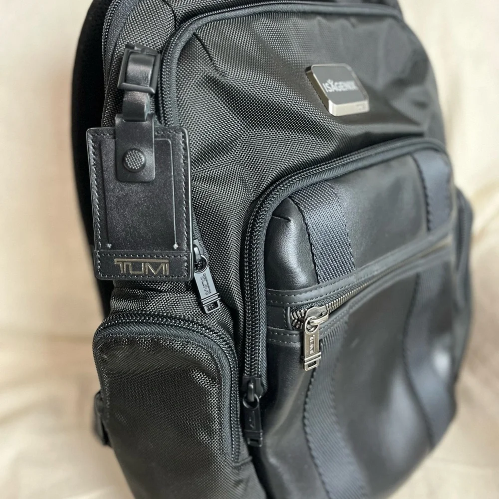 Tumi Backpack Alpha Bravo Black leather details. Pristine condition. - Picture 2 of 9
